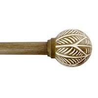 Photo 1 of 1" Wood Finish Etched Ball Curtain Rod, 18-36"