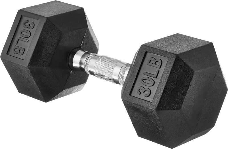 Photo 1 of Amazon Basics Rubber Encased Hex Dumbbell Hand Weight 30 Pounds Rubber Encased Hex Dumbbell