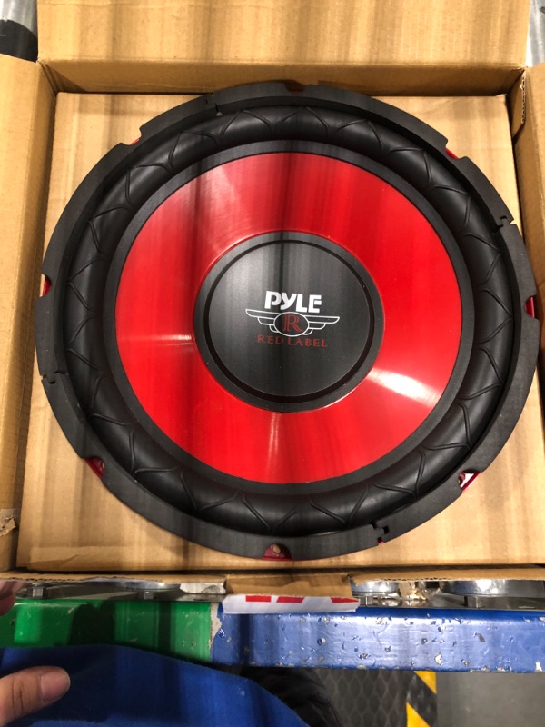 Photo 1 of Pyle Car Vehicle Subwoofer Audio Speaker - 10 Inch Red Electro-Plated Cone, Red Plastic Basket, 1.5” Kapton Voice Coil, 4 Ohm Impedance, 600 Watt Power, for Vehicle Stereo Sound System - Pyle PLW10RD 10-inch 600 Watts 1.5-inch Single Voice coil 4-ohm/RED