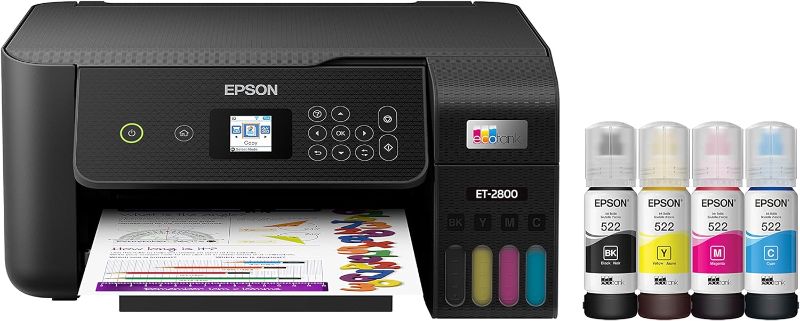 Photo 1 of Epson EcoTank ET-2800 Wireless Color All-in-One Cartridge-Free Supertank Printer, Black, Medium\