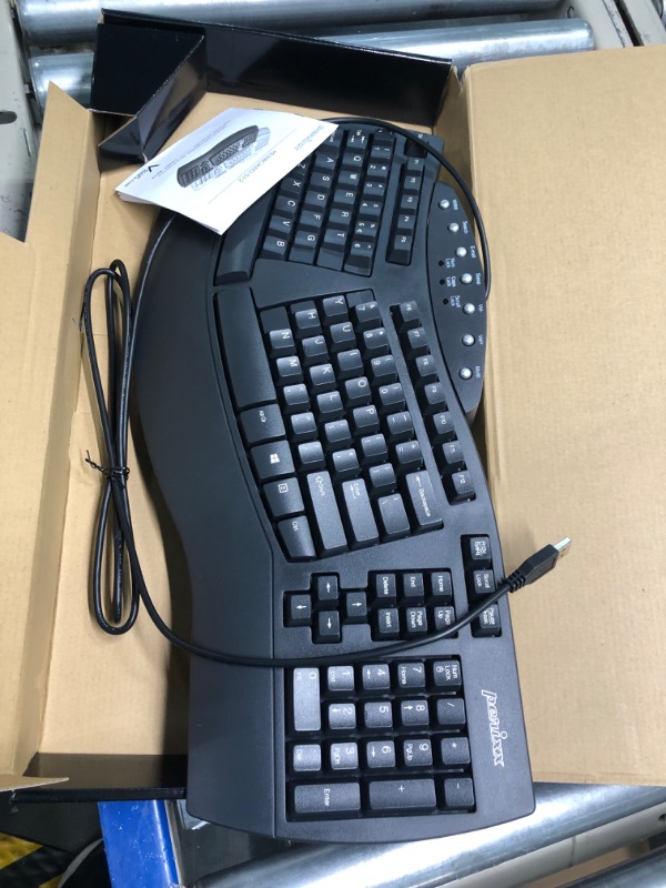 Photo 1 of Perixx Periboard-512 Ergonomic Split Keyboard - Natural Ergonomic Design - Black - Bulky Size 19.09"x9.29"x1.73", US English Layout Wired Black Keyboard