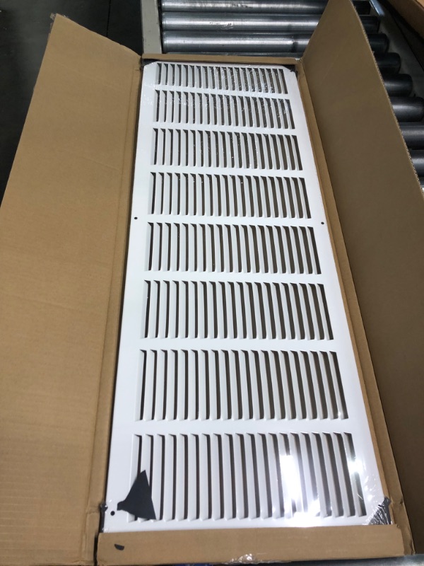 Photo 3 of 32"W x 10"H [Duct Opening Measurements] Steel Return Air Grille (HD Series) Vent Cover Grill for Sidewall and Ceiling, White | Outer Dimensions: 33.75"W X 11.75"H for 32x10 Duct Opening Duct Opening Size: 32"x10"