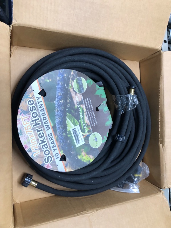 Photo 3 of 1/2’’ Soaker Hose 75 Ft for Garden Beds, Soaker Hoses for Garden 75 Ft, Garden Soaker Hose 75 Ft Drip Hoses for Garden Drip Garden Hose Irrigation System (75 ft) 75 Feet