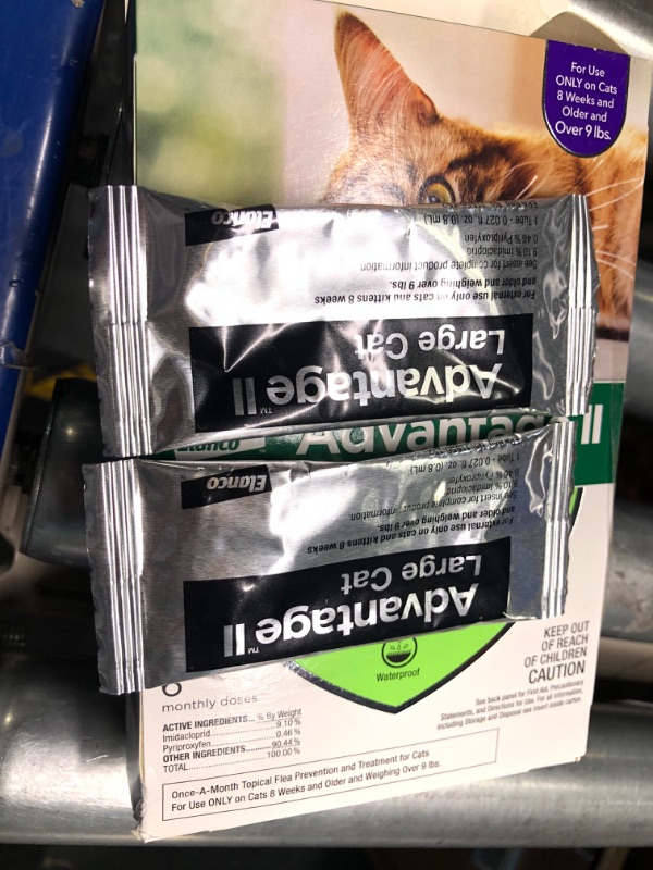 Photo 2 of Advantage II Large Cat Over 9 lbs & Advantage II Small Cat 5-9 lbs Vet-Recommended Flea Treatment & Prevention | 6-Month Supply Each 6 Pack with Small Cat