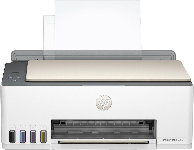 Photo 1 of HP Smart Tank 5000 Wireless All-in-One Ink Tank Printer with up to 2 years of ink included, mobile print, scan, copy, white, 17.11 x 14.23 x 6.19