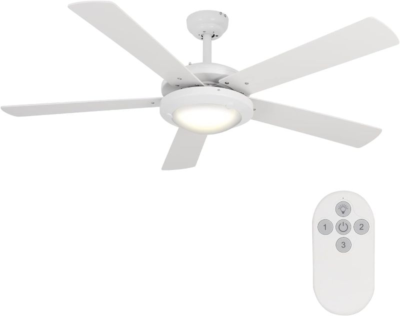 Photo 1 of hykolity 52 Inch Modern Style Indoor Ceiling Fan with Dimmable Light Kit and Remote Control, Reversible Motor, ETL for Living Room, Bedroom - Black White