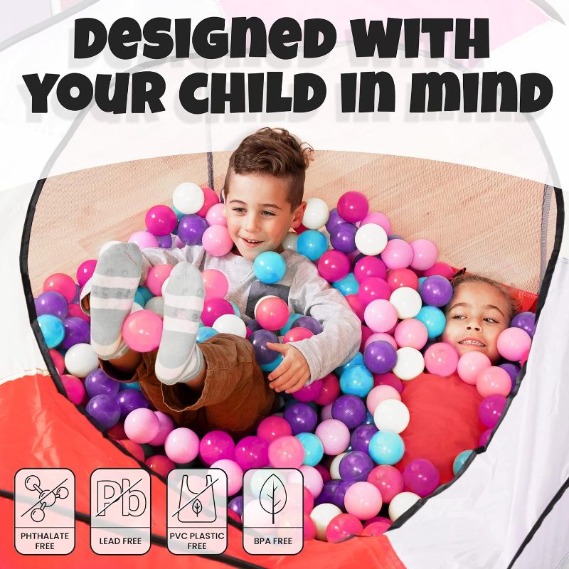 Photo 1 of Click N Play Ball Pit Balls for Kids, Plastic Refill 2.3 Inch Balls, 400 Pack, 5 Pastel Colors, Phthalate and BPA Free, Includes