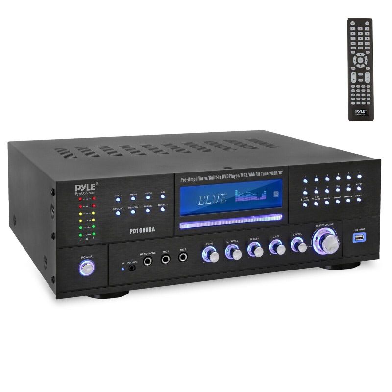 Photo 1 of Pyle PD1000BA 4-Channel Wireless Bluetooth Power Amplifier, 1000W Stereo, AM/FM