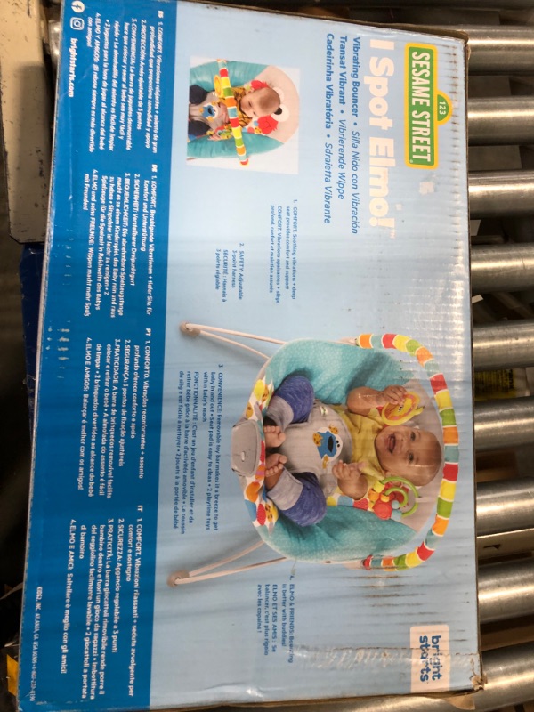 Photo 3 of Bright Starts Sesame Street I Spot Elmo! 3-Point Harness Vibrating Baby Bouncer with bar