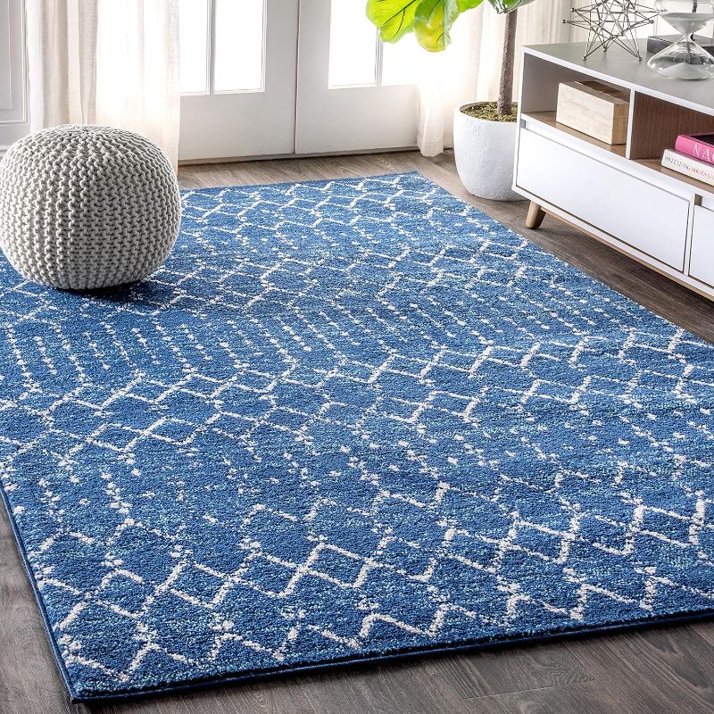 Photo 1 of 
JONATHAN Y Moroccan Hype Boho Vintage Diamond, Bohemian, Easy-Cleaning, for Bedroom, Kitchen, Living Room, Non Shedding Area-Rugs, 8 X 10, Blue/White