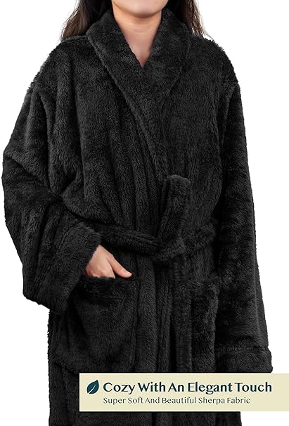 Photo 1 of PAVILIA Premium Womens Plush Soft Robe Fluffy, Warm, Fleece Sherpa Shaggy Bathrobe