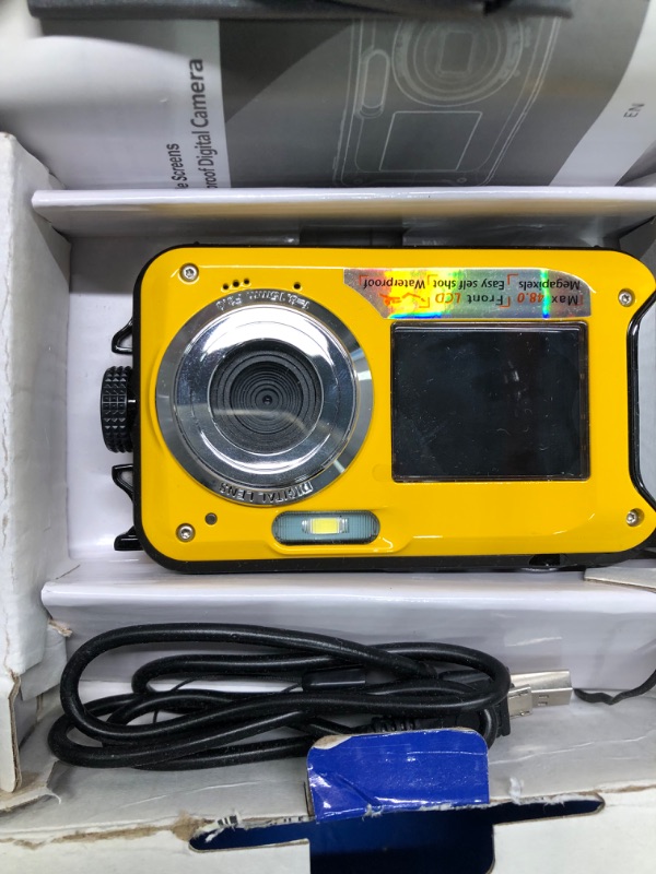 Photo 3 of S & P Safe and Perfect Underwater Camera, Waterproof Camera Full HD 2.7K 48MP Waterproof Camera Digital with Dual Screen, 16X Digital Zoom and Self-Timer Yellow