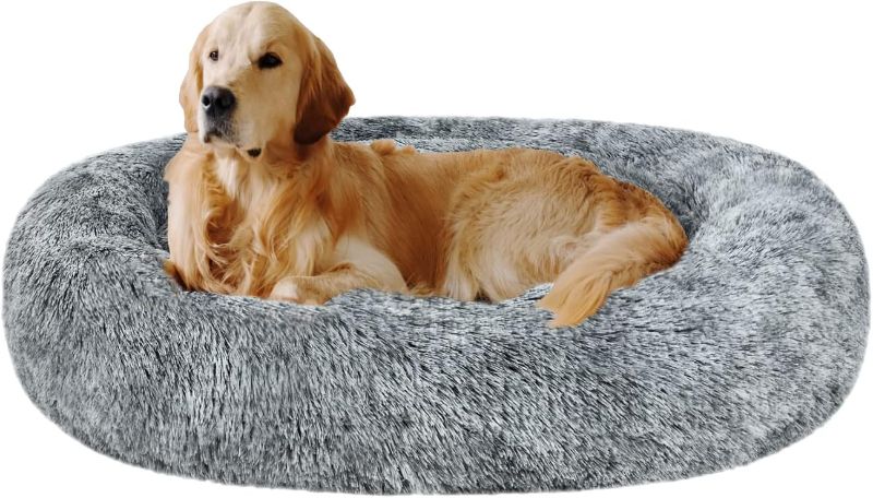 Photo 1 of 
Coohom Oval Calming Donut Cuddler Dog Bed,Shag Faux Fur Cat Bed Washable Round Pillow Pet Bed(30"/36"/43") for Small Medium Dogs