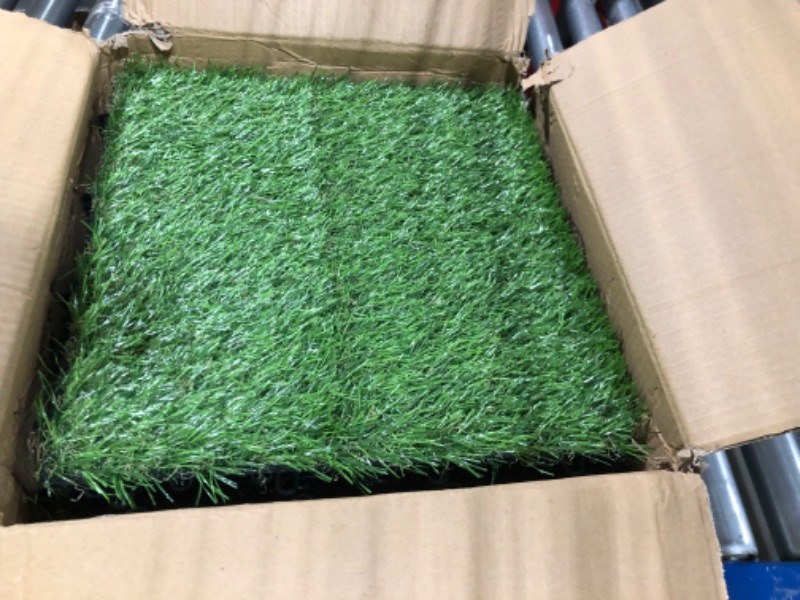 Photo 3 of 9 Pack Artificial Grass Square Mats, Green Christmas Table Grass Decor, 12"x12" Fake Grass Turf Tiles Placemats Party, Patio, DIY Crafts