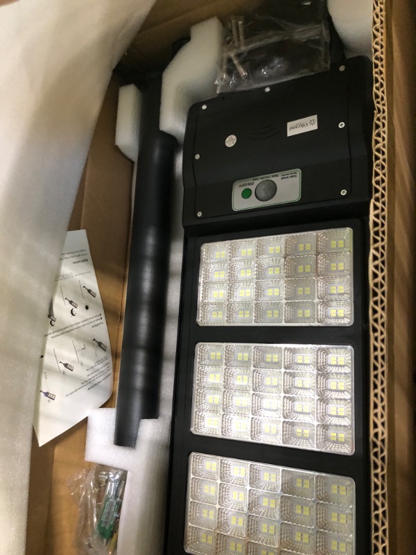 Photo 1 of 300W Solar Street Lights Outdoor,30000LM 240 LEDs, Dusk to Dawn Solar with Motion Sensor and Remote Control, Flood Light, Suitable for courtyards, Gardens, Streets, Basketball Courts wall garage porch