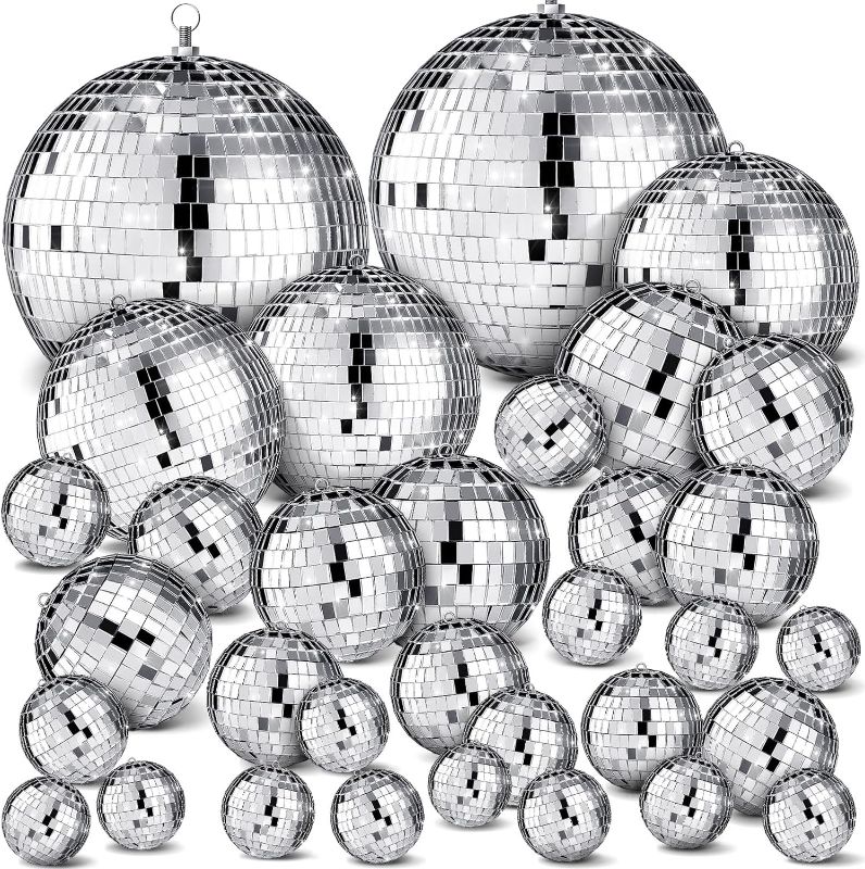 Photo 1 of 200 Pcs Disco Balls Ornament Mini Disco Balls Small Mirror Silver Hanging Decorations Reflective Disco Ball for 70s Disco Themed Party Christmas Tree Birthday Wedding 