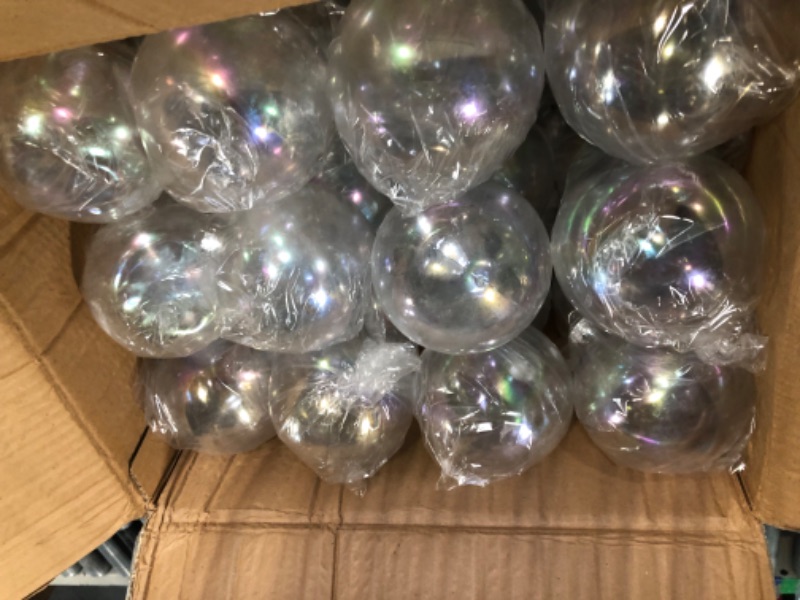 Photo 3 of 48 Pcs 4 Inch Large Christmas Balls Iridescent Ornaments Plastic Balls Bulk Hanging Christmas Tree Decoration Hanging for Xmas Holiday Birthday Wedding Crafts