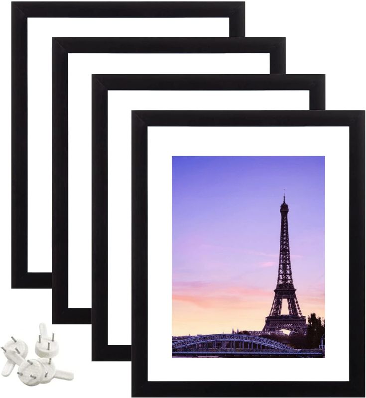 Photo 1 of 8X10 Picture Frame Set of 4, Picture Frames Collage Wall Decor,5x7 with Mat or 8x10 Without Mat, Picture Frames 8 by 10 for Table Top Display Pictures Wall Gallery Picture Frames Easter Decorations

