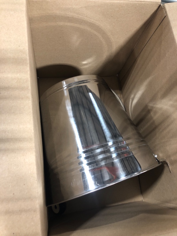 Photo 1 of Happyyami Ashtray Fireplace Tools Ash Bucket Metal Trash Can with Lid and Handle Outdoor Galvanized Dog Poop Trash Can for Outdoors Stainless Steel Fireplace Lid Indoor Grill Ash Tray