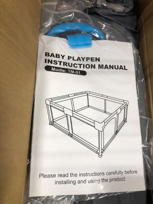 Photo 2 of Baby Playpen for Toddler, Large Playard, Play Pens for Babies and Toddlers, Indoor & Outdoor Kids Activity Center, Sturdy Safety Play Yard with Soft Breathable Mesh(Gray,50”×50”) Dark Grey