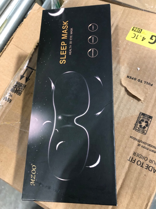 Photo 1 of MZOO Luxury Sleep Mask for Back and Side Sleeper, 100% Block Out Light Sleeping Eye Mask for Women Men, Zero Eye Pressure 3D Contoured Night Blindfold, Breathable & Soft Eye Shade Cover Black Black (Silver Edge)