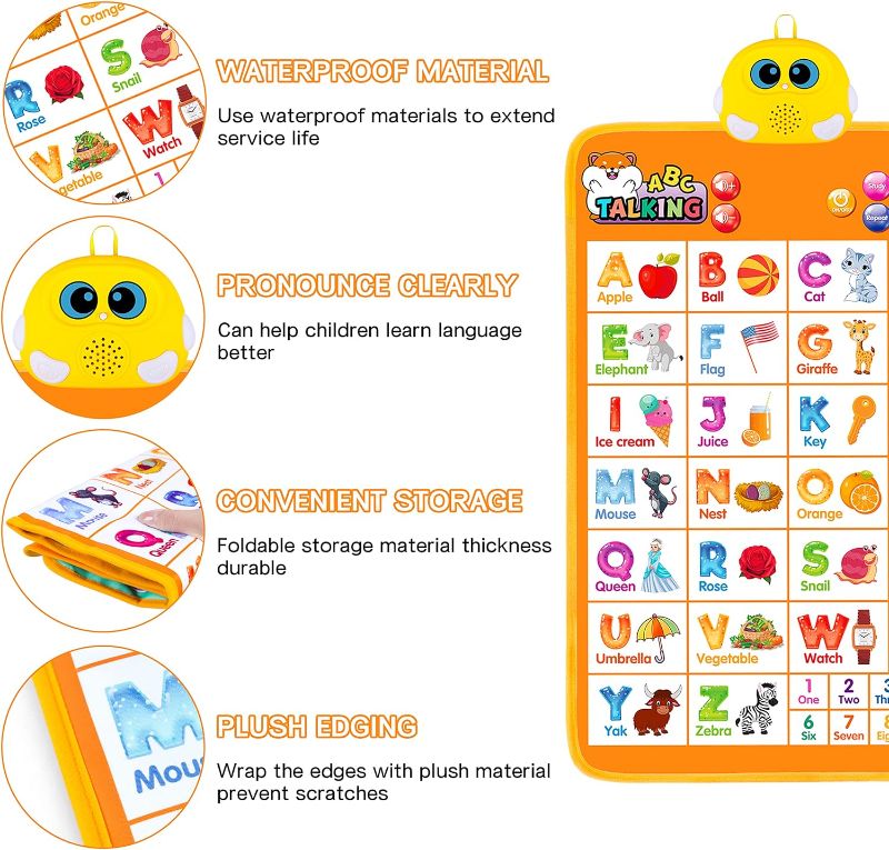 Photo 1 of Electronic Alphabet Wall Chart, Talking ABC, 123s, Music Poster, Kids Learning Toys for Toddlers 1-3, Interactive Educational Toddler Toy, Gifts for Age 1 2 3 4 5 Year Old Boys Girls - Blue Alphabet - Blue