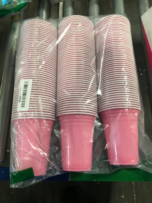 Photo 2 of 200 Count Pink Cups Plastic Disposable Bachelorette Party 16 Oz Hot Pink Small Cups Cocktail Cup Drinking Cup Bulk for Baby Shower Water Beverage Birthday Picnic Coffee Indoor Outdoor Events Supplies