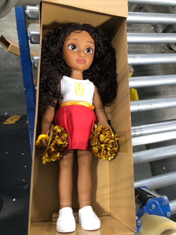 Photo 2 of Just Play HBCyoU Tuskegee Cheer Captain Alyssa 18-inch Doll & Accessories, Curly Hair, Medium Brown Skin Tone, Designed and Developed by Purpose Toys