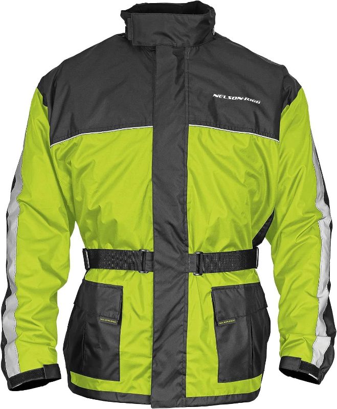 Photo 1 of Nelson Rigg Solo Storm Rain Jacket, Waterproof, Breathable, and Packable, Hi-Vis Yellow, Medium Hi-vis Yellow/Black Medium