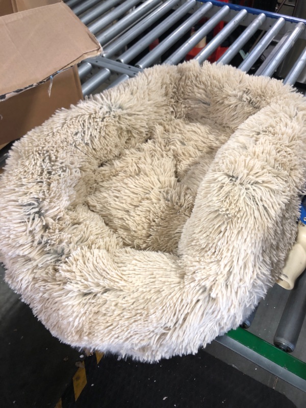 Photo 2 of Best Friends by Sheri The Original Calming Donut Cat and Dog Bed in Shag Fur Taupe, Small 23x23 Small 23" x 23" Bed Only Shag Taupe