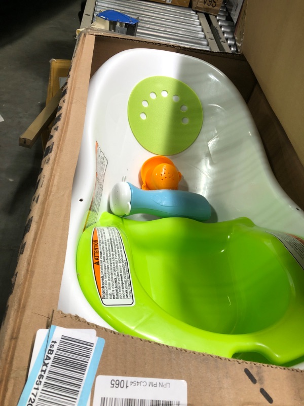 Photo 2 of Fisher-Price Baby Bath Tub, 4-in-1 Newborn to Toddler Tub with Infant Seat Bath Toys and Sling ‘n Seat Tub, Green Green - Frustration Free Package