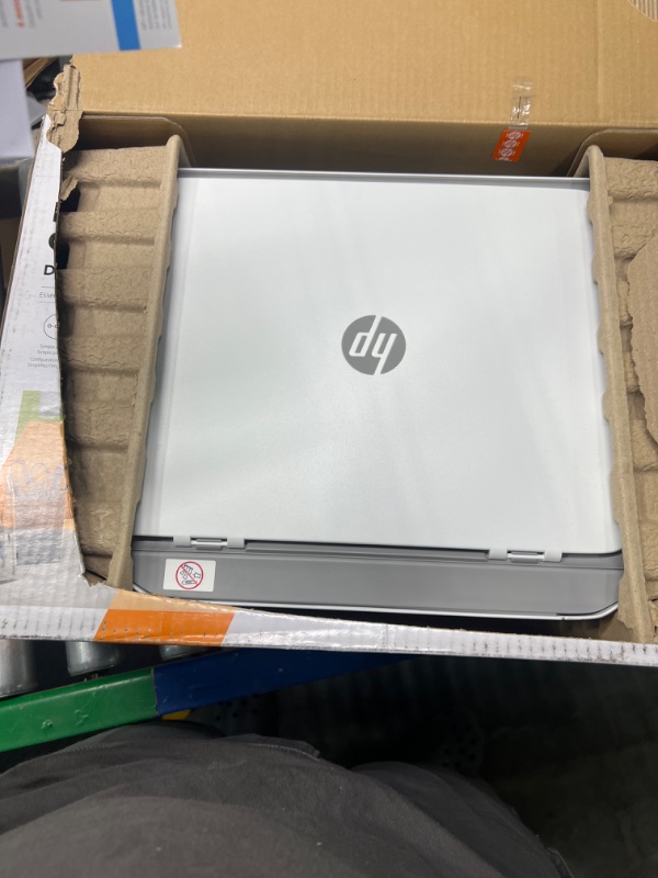 Photo 3 of HP DeskJet 2755e Wireless Color All-in-One Printer with bonus 6 months Instant Ink (26K67A), white