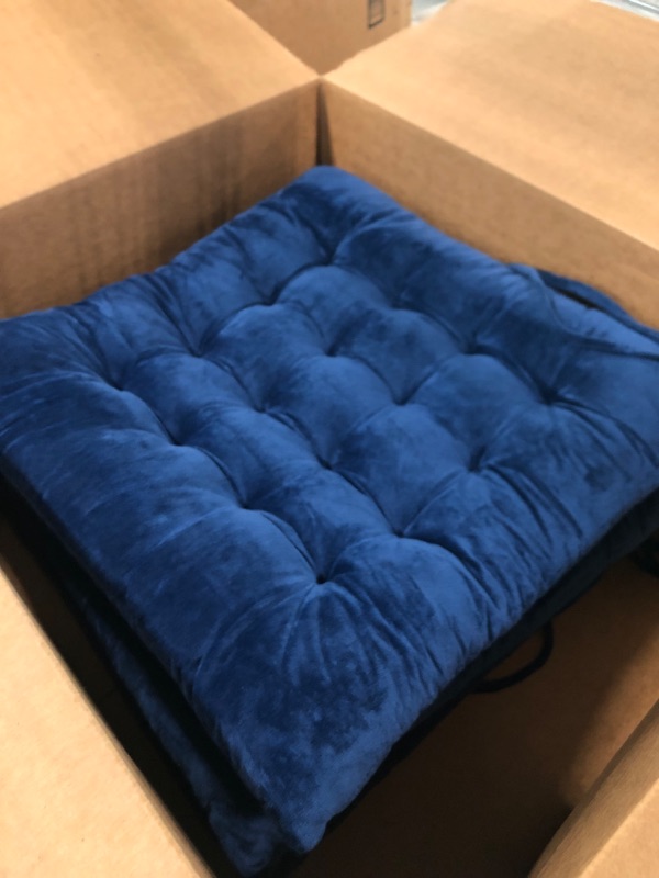 Photo 3 of 4 Pack Blue Velvet Pillows 16 x 16 In