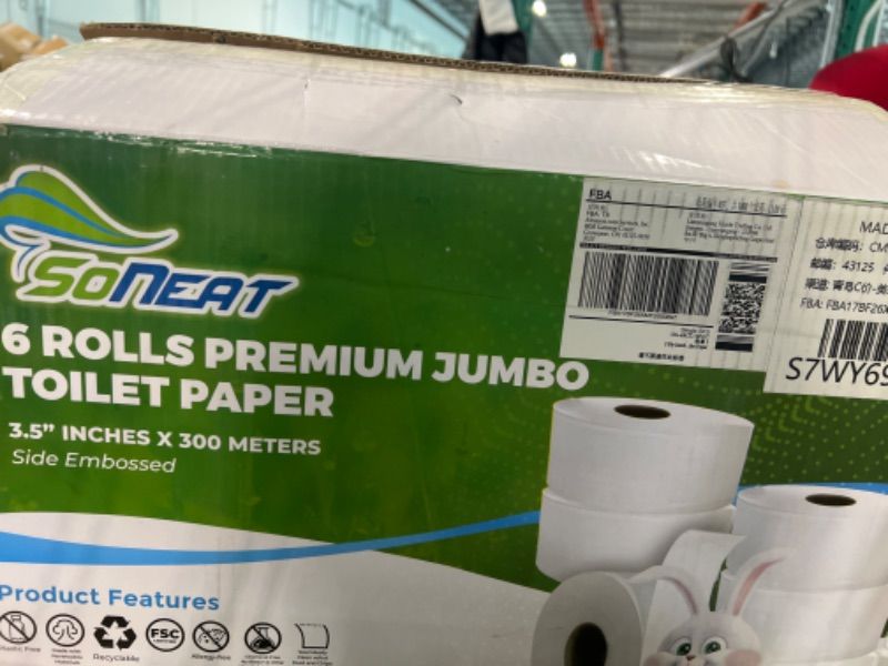 Photo 2 of SoNeat 2-Ply Jumbo Toilet Paper Rolls, 9” Commercial Bathroom Tissue Paper, 1000 Ft. Long, Compatible with Standard Jumbo Toilet Dispenser Commercial Toilet Paper Rolls, 9-inch Jumbo Roll Toilet Paper