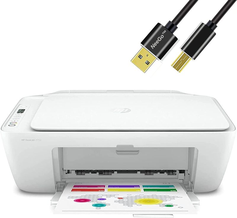 Photo 1 of NEEGO HP All-in-One Wireless Color Inkjet Printer, Print, Copy, Scan, Wireless USB Connectivity Mobile Printing 6 Feet Printer Cable, Snow White
