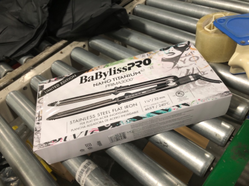 Photo 1 of BaByliss Pro LIMITED EDITION Nano Titanium Prima 3000 Stainless Steel Flat Iron Black - 1-1/4' #BNTBK3000TUC