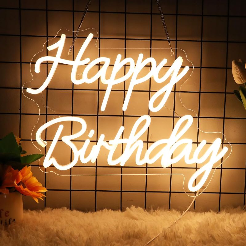Photo 1 of 
 
Neonawall Happy Birthday Neon Sign for Birthday Party, Happy Birthday LED Neon Light Sign for Wall Decor Bedroom Room USB Powered Kids Gift with Dimmable...
Color:Warm White
