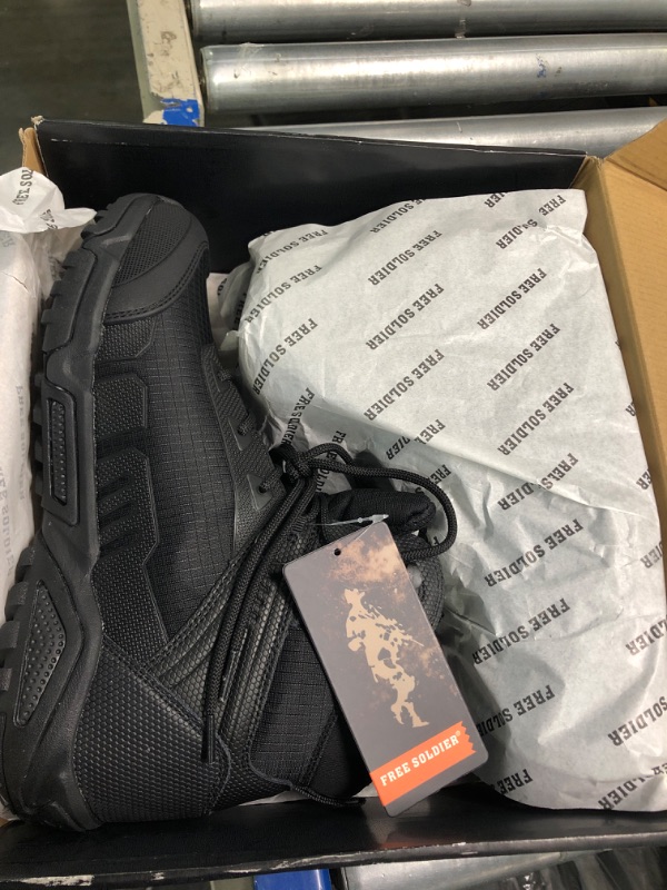 Photo 1 of FREE SOLDIER Men's Waterproof Hiking Boots Lightweight Work Boots Military Tactical Boots Durable Combat Boots 10 Wide Waterproof Black