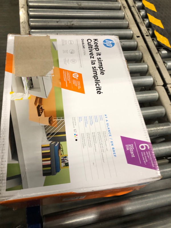 Photo 1 of HP DeskJet 2755e Wireless Color All-in-One Printer with bonus 6 months Instant Ink (26K67A), white