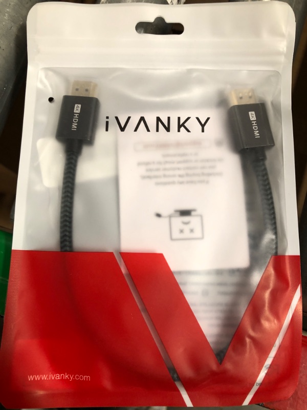 Photo 2 of 4K Short HDMI Cable 1 Foot, iVANKY 18Gbps High Speed HDMI 2.0 Cable, 4K@60Hz HDR, HDCP 2.2/1.4, 3D, 2160P, 1080P, Ethernet - Braided HDMI Cord 32AWG, ARC Compatible UHD TV, Blu-ray, Monitor 1 feet Grey 1