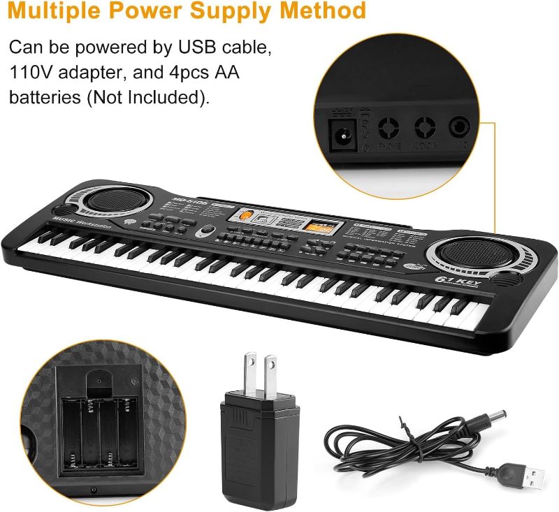 Photo 1 of KOCASO 61 Keys Piano Keyboard Digital Music Electronic Keyboard with Microphone Electric Piano Musical Instrument Learning Keyboard For Beginners Girls Boys