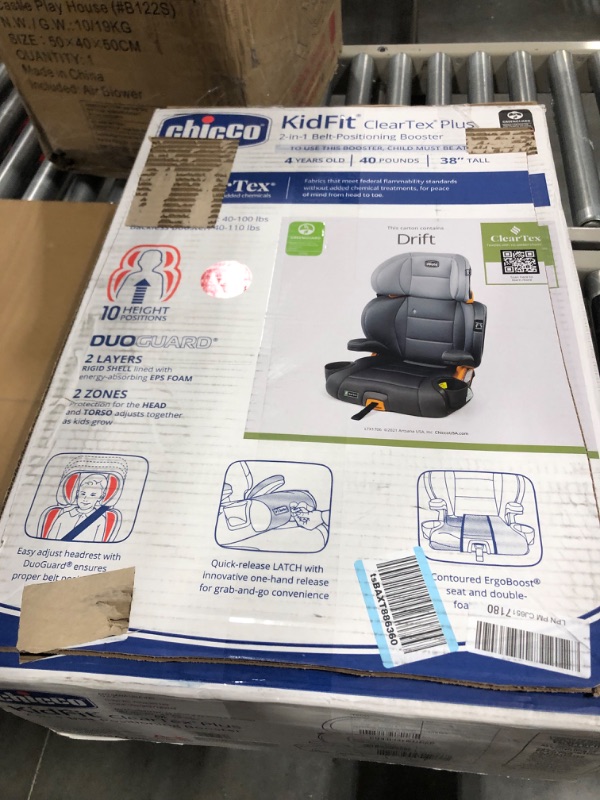 Photo 2 of Chicco KidFit ClearTex Plus 2-in-1 Belt-Positioning Booster Car Seat, Backless and High Back Booster Seat, for Children Aged 4 Years and up and 40-100 lbs. | Drift/Grey KidFit Plus with ClearTex® No Chemicals Drift/Grey