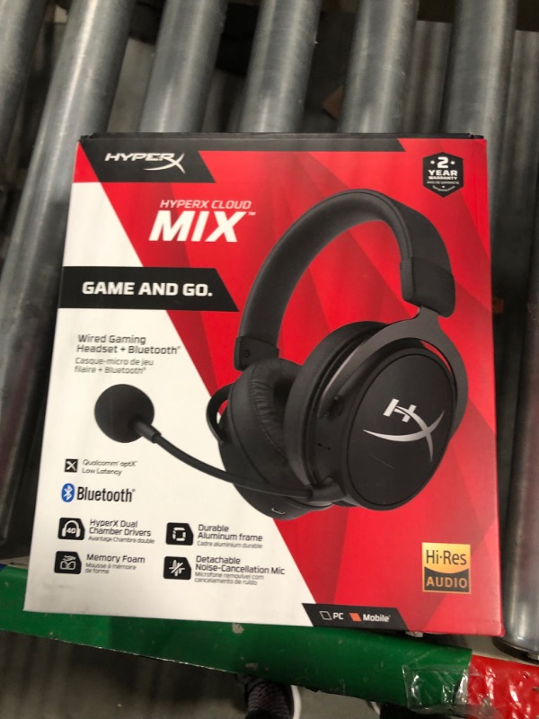 Photo 2 of HyperX Cloud Mix - Wired Gaming Headset + Bluetooth, Game and Go, Detachable Microphone & SoloCast – USB Condenser Gaming Microphone, for PC, PS4, PS5 and Mac, Tap-to-Mute Sensor