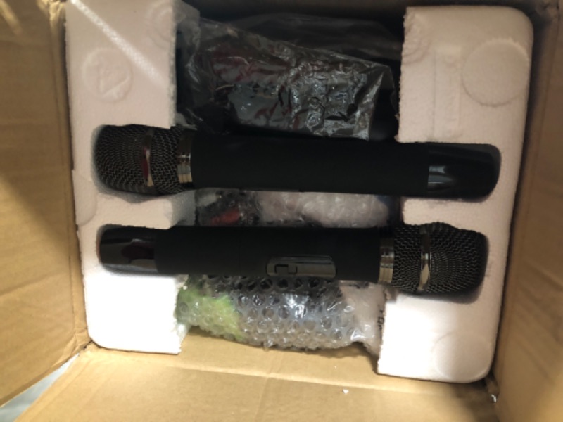 Photo 3 of 2022 Portable Karaoke Machine for Adults and Kids with 2 Wireless Microphones New 10" Subwoofer PA Machines Bluetooth 5.0 Karaoke Speaker System with DJ Light for Outdoor Party