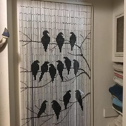 Photo 1 of x001ullgonTACHILC The Birds Bamboo Beaded Curtain for Doorway, Beaded Curtain for Closets, Bamboo Door Beads Hanging Decoration, Hippie Beads for Doorways 35.5 inches x 78 inches