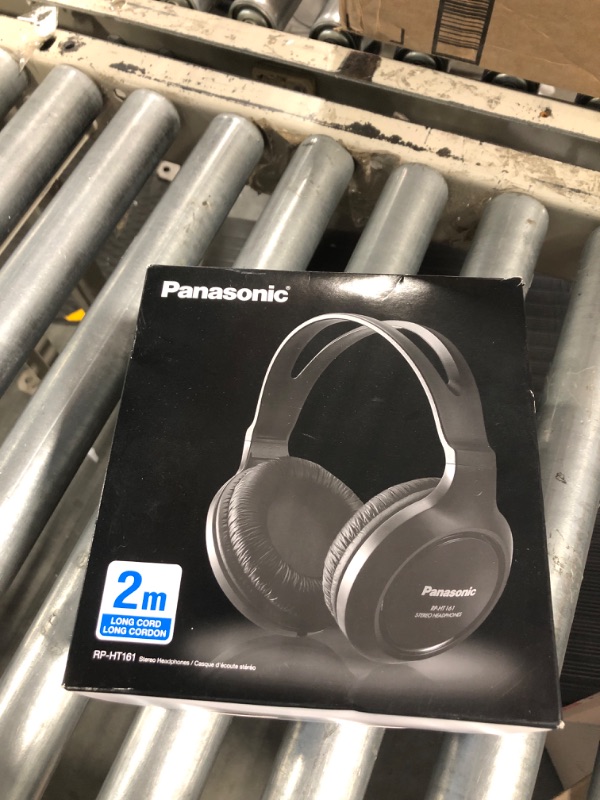 Photo 2 of Panasonic Headphones, Lightweight Over the Ear Wired Headphones with Clear Sound and XBS for Extra Bass, Long Cord, 3.5mm Jack for Phones and Laptops – RP-HT161-K (Black) Over Ear - No Mic