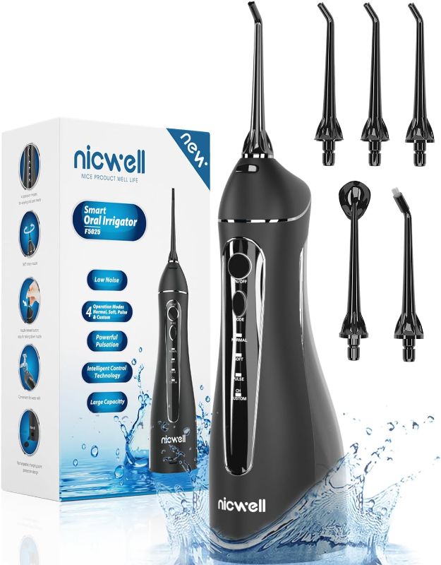 Photo 1 of Nicwell Water Dental Flosser Teeth Pick - 4 Modes Dental Oral Irrigator, Portable & Rechargeable IPX7 Waterproof Personal Orthodontic Supplie Water Teeth Cleaner Picks for Home Travel