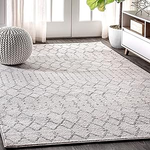 Photo 3 of 8x10 Area Rugs for Living Room Bedroom: Large Machine Washable Rug with Non-Slip Backing Non Shedding Stain Resistant, Soft Geometric Moroccan Carpet for Dining Room Nursery Home Office - Brown/Ivory
