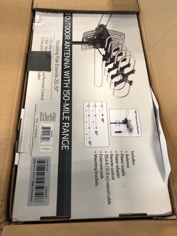 Photo 1 of ONN HDTV Antenna Amplified Digital TV Antenna 150 Miles Range 360 Degree Rotation Motorized Antenna with Pole