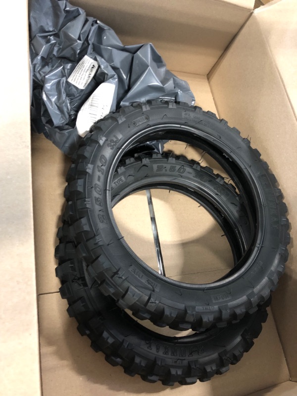 Photo 3 of (2-Set) AR-PRO 2.50-10” and 2.75-10” Dirt Bike Tires and Inner Tubes - 2.50-10” Front Tire and Tube/2.75-10” Rear Tire and Tube - Excellent Upgrade Tires and Tubes Compatible With CRF50 and JR50